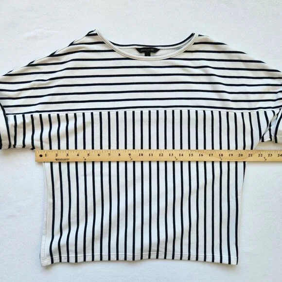 Striped Black White French Terry Nautical Summer Beach Cute Coastal Medium - Picture 6 of 7